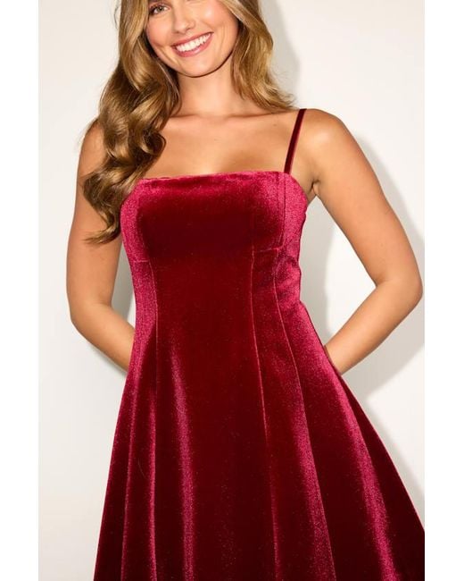 Lulus Red Valoria Velvet Seamed Sleeveless Mini Dress