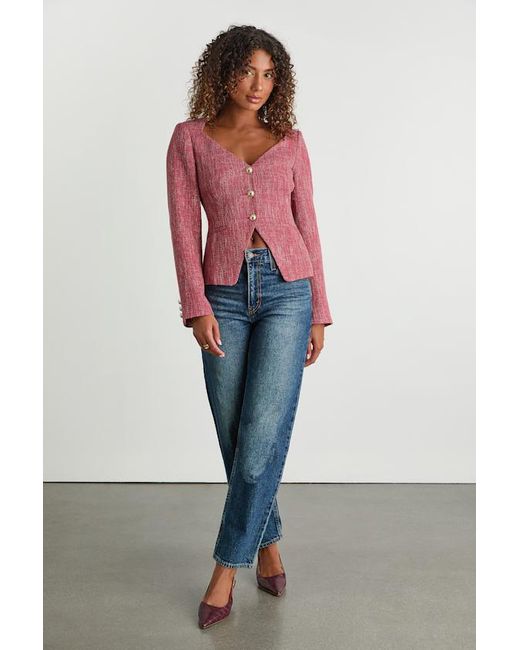 Lulus Red Vadima Tweed Button-Front Blazer