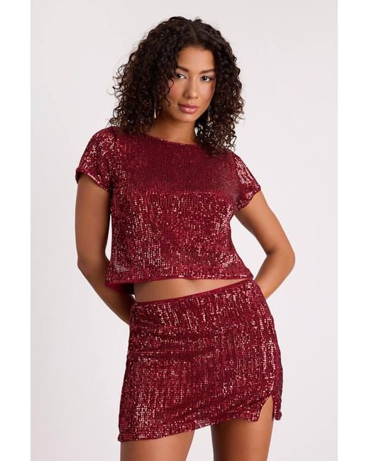 Lulus Red Isotta Sequin Low-Rise Mini Skirt