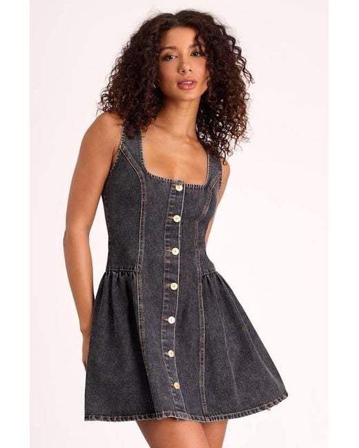 Lulus Black Prinsley Washed Denim Button-Front Mini Dress
