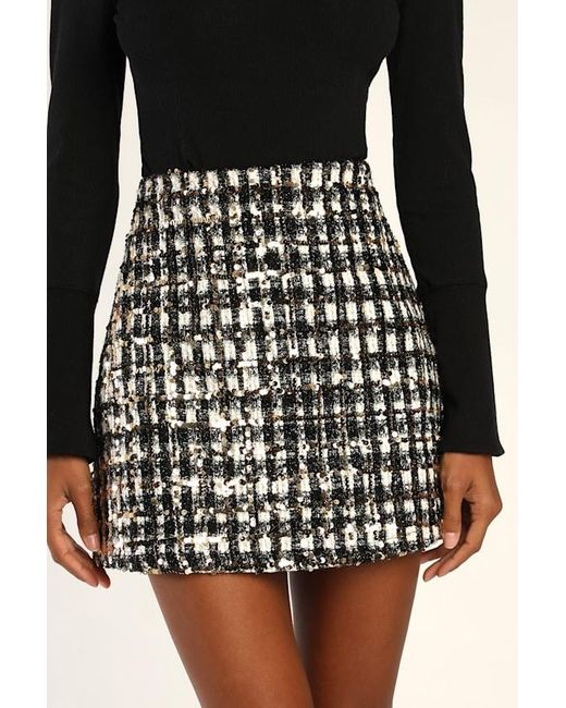 Lulus Black Bubbly Vibe And Sequin Boucle Mini Skirt