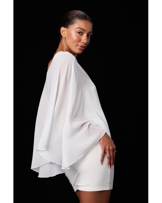 Lulus Black Maverly Ponte Knit Cape Sleeve Mini Dress