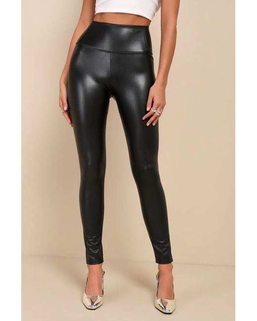 Lulus Black Keep It Sleek Vegan Leather Leggings