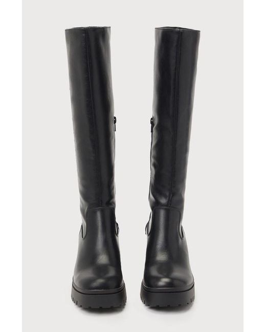 Dirty Laundry Black Oakleigh Smooth Lug Sole Knee-High Boots
