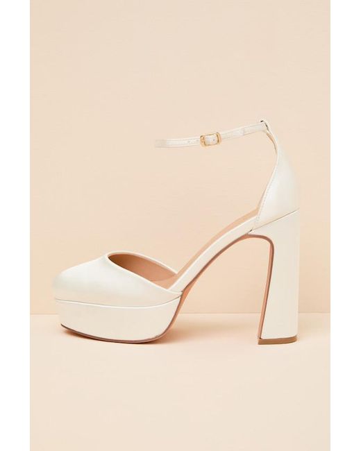 Lulus Pink Vivien Satin Ankle Strap Platform Heels