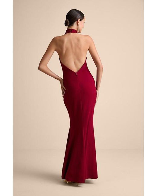 Lulus Red Sihana Halter Mermaid Maxi Dress