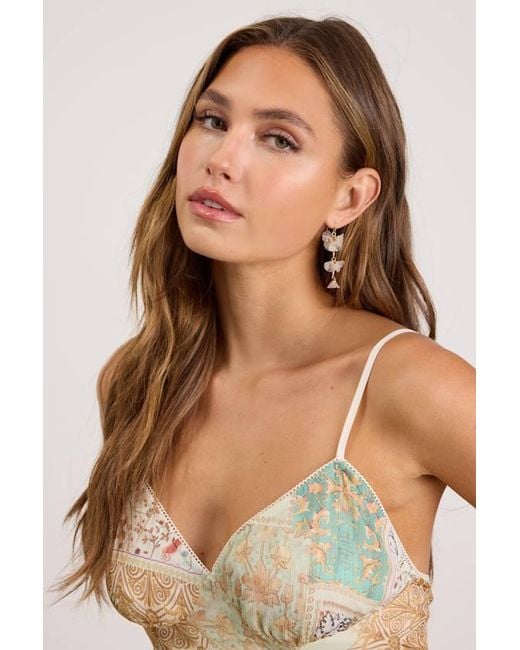 Lulus Brown Izabella Flower Drop Earrings