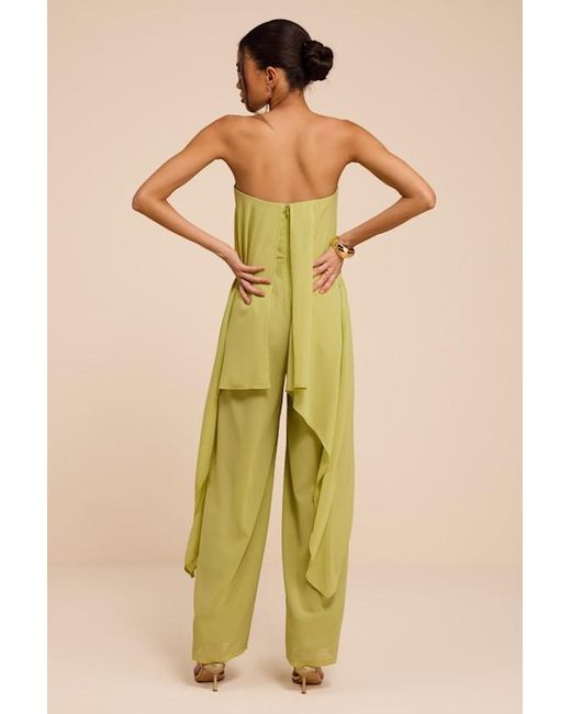 Lulus Brown Kiko Lime Strapless Overlay Wide-Leg Jumpsuit