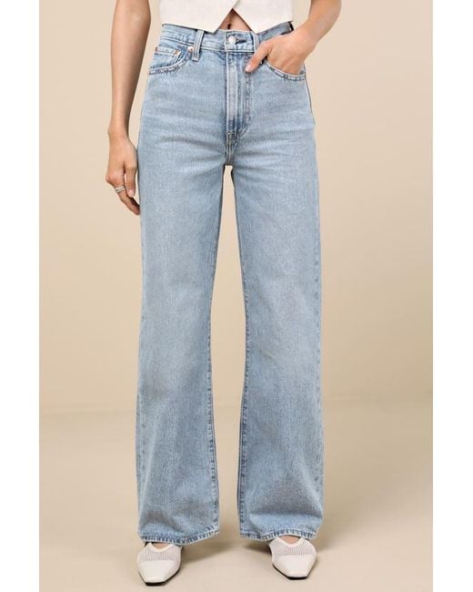 Levi's Blue Ribcage Light Wash Wide-Leg Denim Jeans