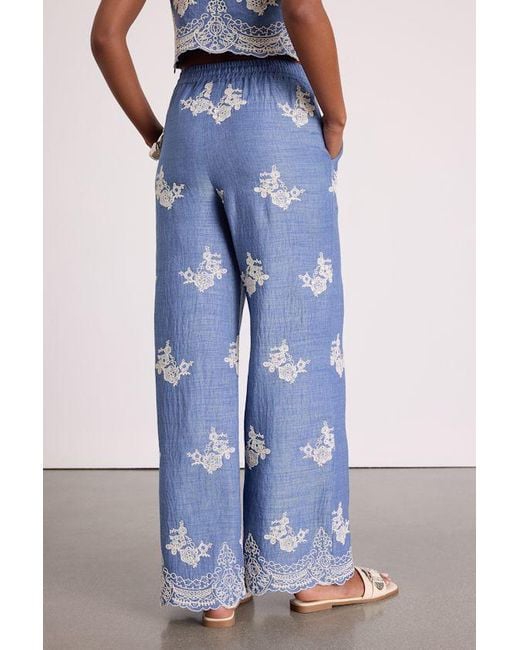Lulus Blue Havana Embroidered Drawstring Wide-Leg Pants