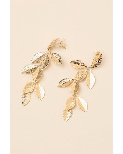 Lulus Brown Pada Leaf Drop Earrings
