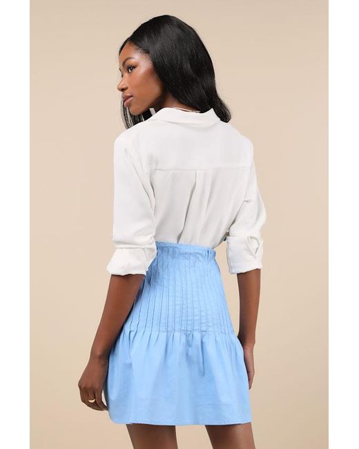 Lulus Blue Exceptional Sweetie Pintuck High-Rise Mini Skirt