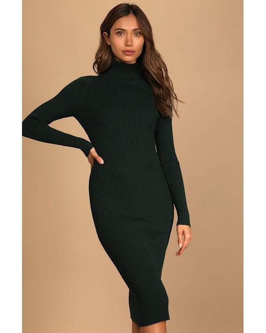 Lulus Black Change The Season Ribbed Turtleneck Sweater Dress
