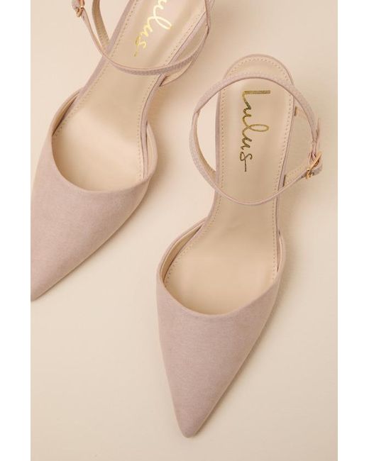 Lulus Natural Mareey Light Nude Suede Pointed-Toe Pumps