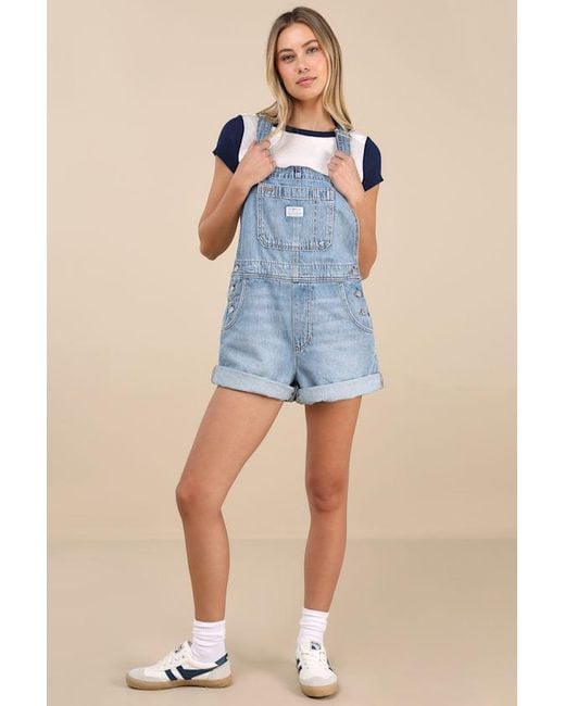 Levi's Blue Utility Shortall Light Wash Denim Overalls