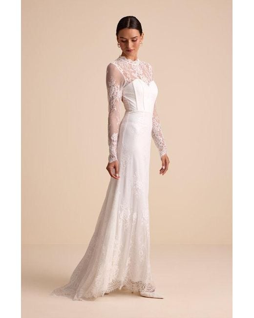 Lulus Natural Laveau Lace Bustier Backless Mermaid Maxi Dress