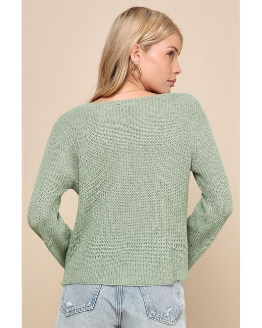 Lulus Green Springtime Sweetie Loose Knit Cardigan Sweater