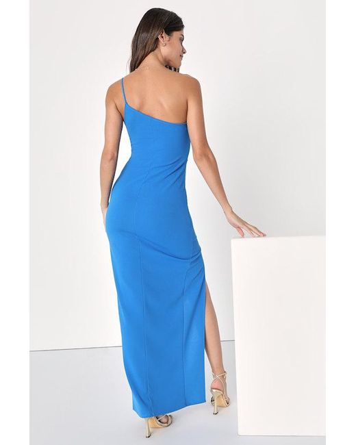 Lulus Blue Keeper Of My Heart One-Shoulder Maxi Dress
