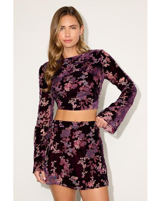 Lulus Red Talaria Plum Velvet Burnout High-Rise Mini Skirt
