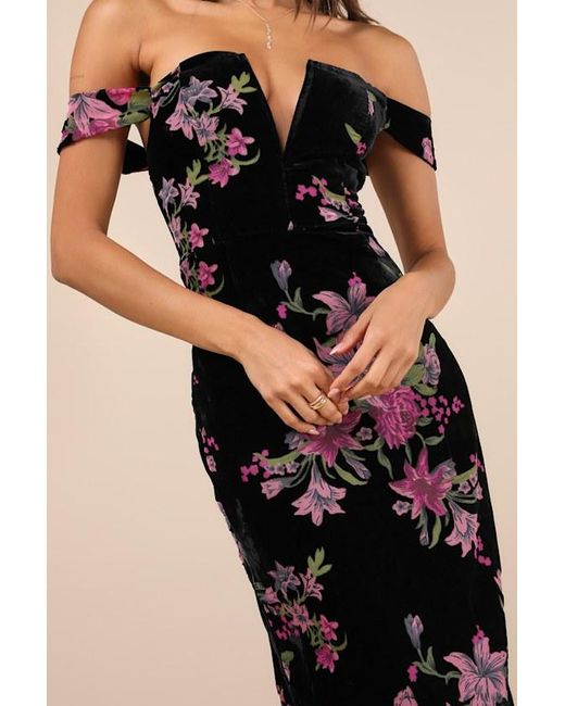 Lulus Natural Enchanting You Burnout Velvet Off-The-Shoulder Maxi Dress