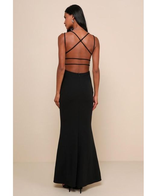 Lulus Blue All This Allure Strappy Backless Mermaid Maxi Dress