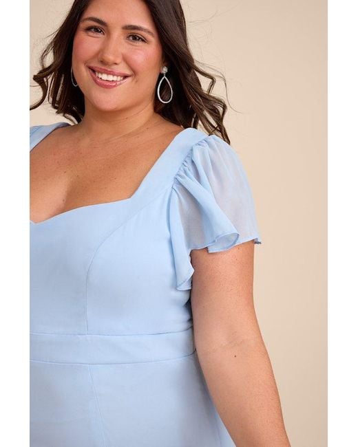 Lulus Blue Simply Delightful Light Tie-Back Flutter Sleeve Maxi Dress