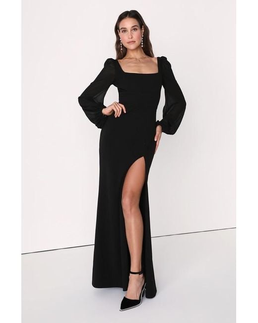 Lulus Black Absolutely Adored Long Sleeve Mermaid Maxi Dress