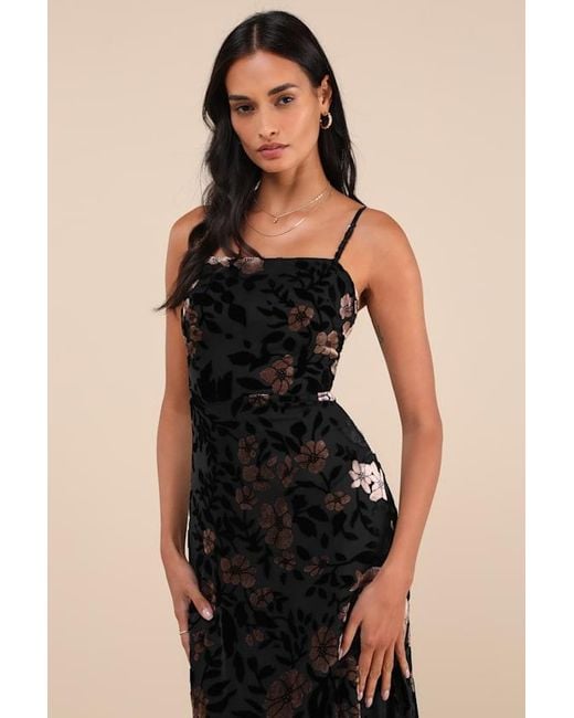 Lulus Effortless Celebration Floral Burnout A-Line Maxi Dress in Black | Lyst Lulus Effortless Celebration Floral Burnout A-Line Maxi Dress in Black | Lyst