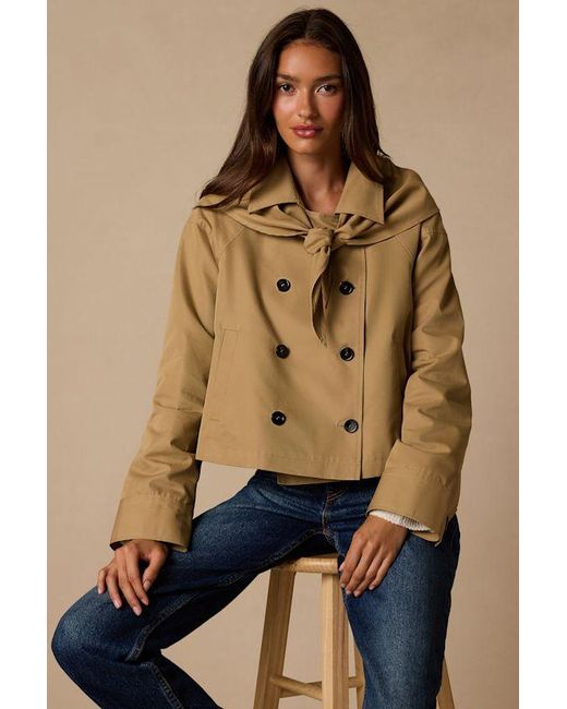 Lulus Blue Thames Cropped Trench Coat