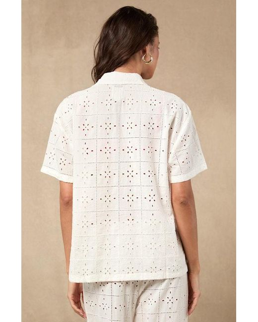Billabong Natural Eyelet Crush Embroidered Swim Cover-Up Top
