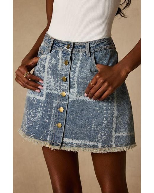 Lulus Blue Hayzel Light Wash Denim Button-Front Mini Skirt