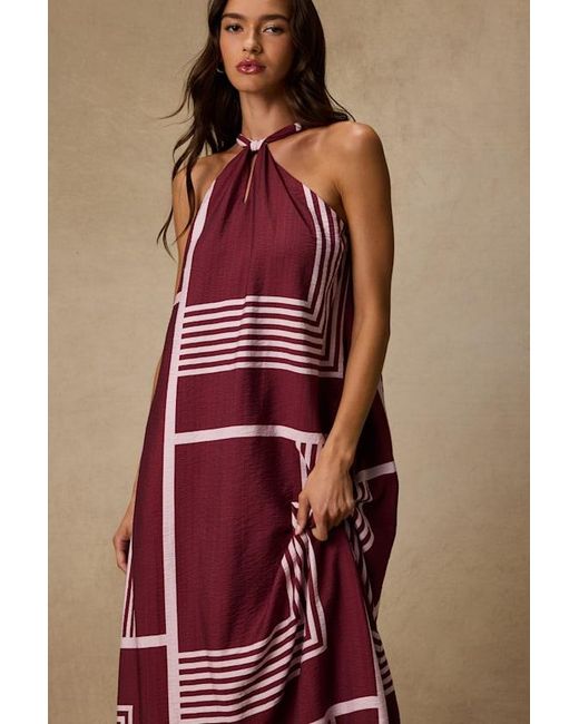 Lulus Red Rio And Abstract Print Shift Maxi Dress