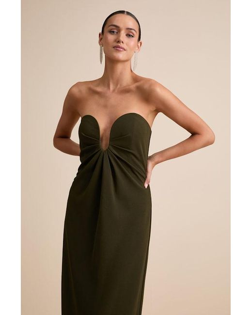 Lulus Natural Thula Dark Cutout U-Bar Column Maxi Dress