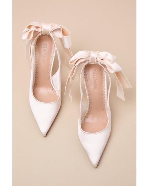 Steve Madden Natural Teacup Satin Bow Slingback Pumps