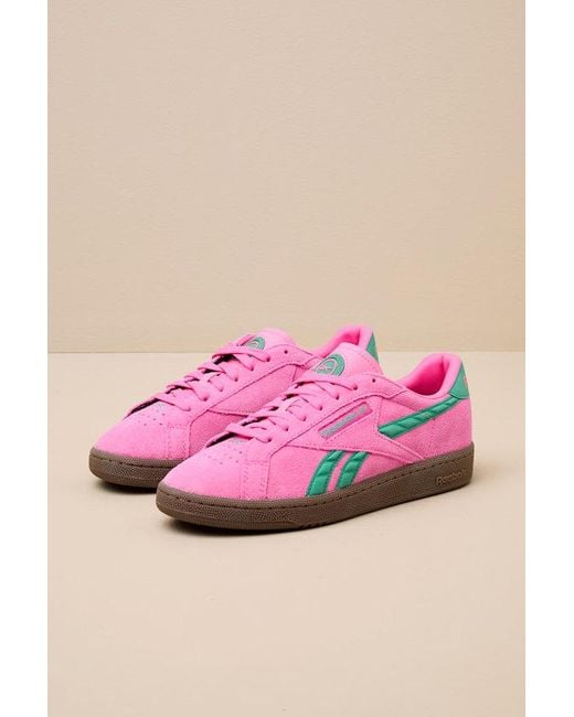 Reebok Pink Club C Grounds Uk Atomic And Upgrade Suede Leather Sneakers