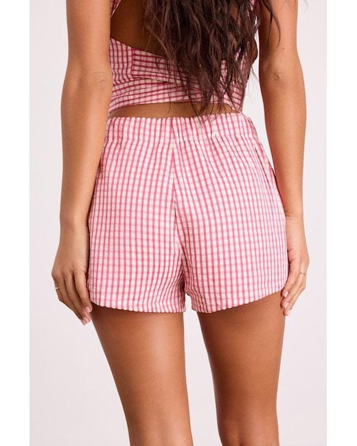 Lulus Pink Harmony Gingham High-Rise Shorts