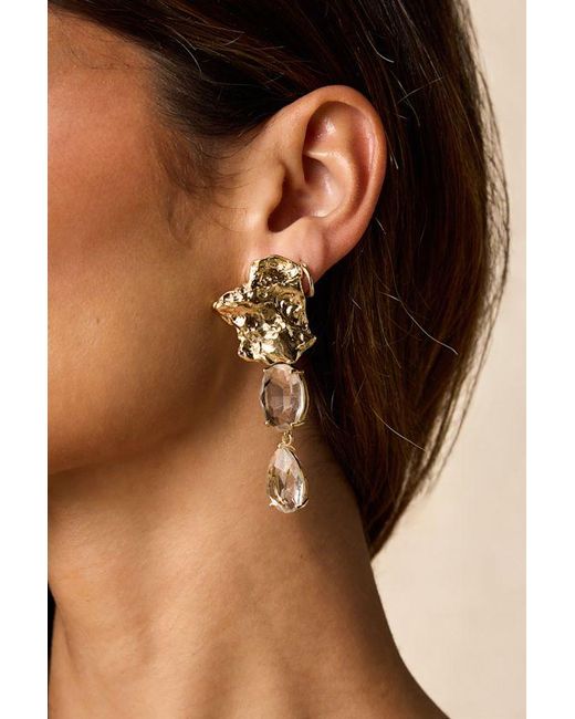 Lulus Natural Christine Rhinestone Drop Earrings