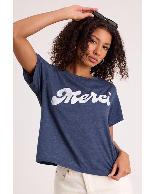 Chaser Brand Blue Merci Heather Short Sleeve Graphic Tee