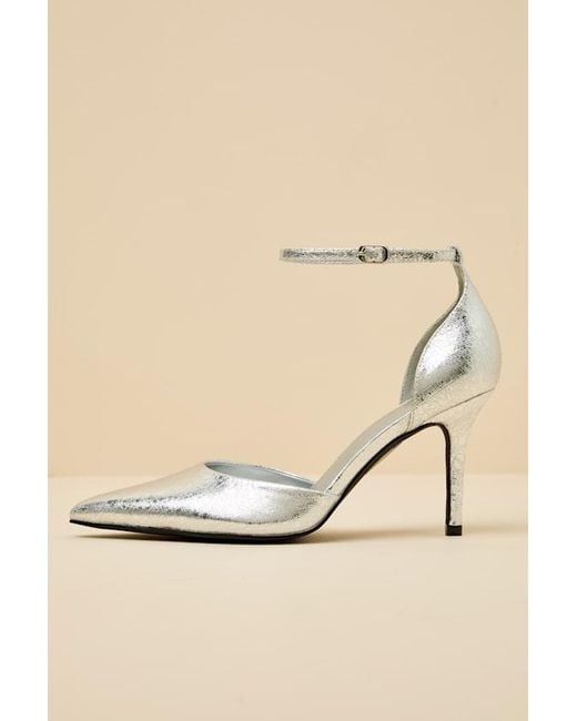 Lulus Natural Acrux Distressed Pointed-Toe Ankle Strap Pumps