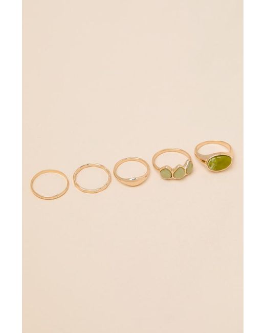 Lulus Black Shanae Stone Five-Piece Ring Set
