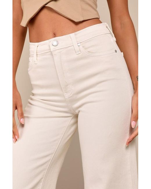 Just Black Natural Stylish Promise Cream Wide-Leg Raw Hem Jeans