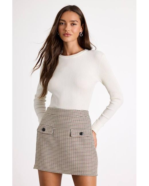 Lulus Red Andy Houndstooth High-Rise Mini Skirt