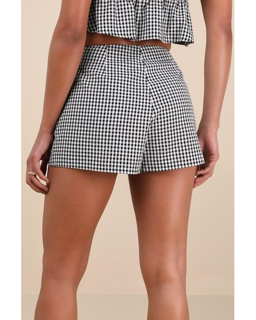 Lulus Gray Daisley And Gingham Shorts