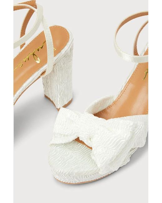 Lulus Brown Lilsa Bow Platform Ankle Strap Heels