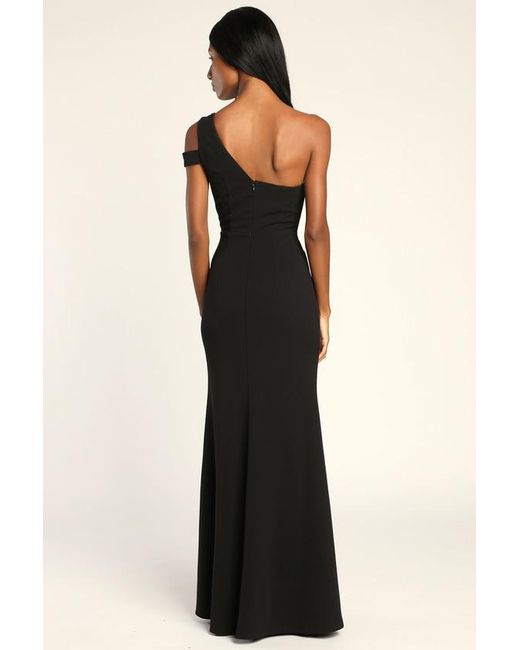 Lulus Black Make An Entrance One-Shoulder Mermaid Maxi Dress