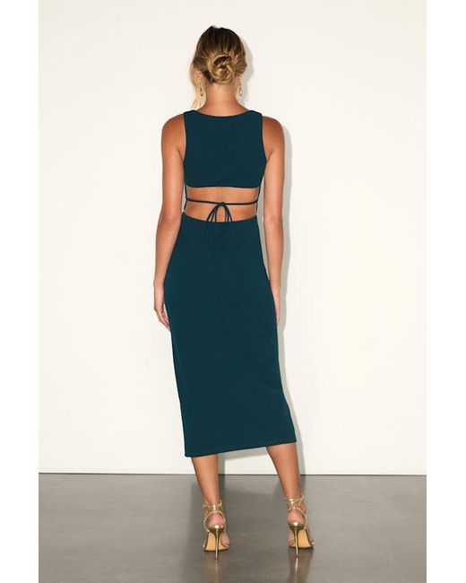 Lulus Blue Sultry Elegance Dark Cutout Bodycon Midi Dress