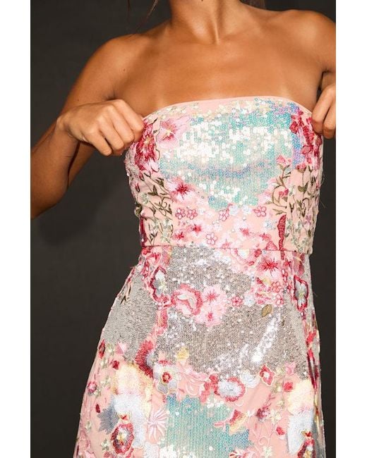 Lulus Black Tiffy Multi Sequin Embroidered Strapless Mini Dress