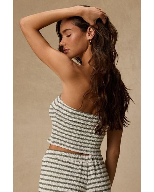 Lulus Brown Esmira And Sage Striped Knit Top
