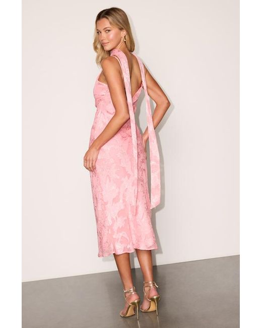 Lulus Pink Aydah Floral Burnout Slip Midi Dress And Scarf Set