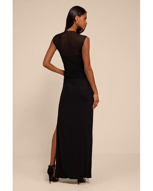 Lulus Black Leanna Mesh Column Maxi Dress
